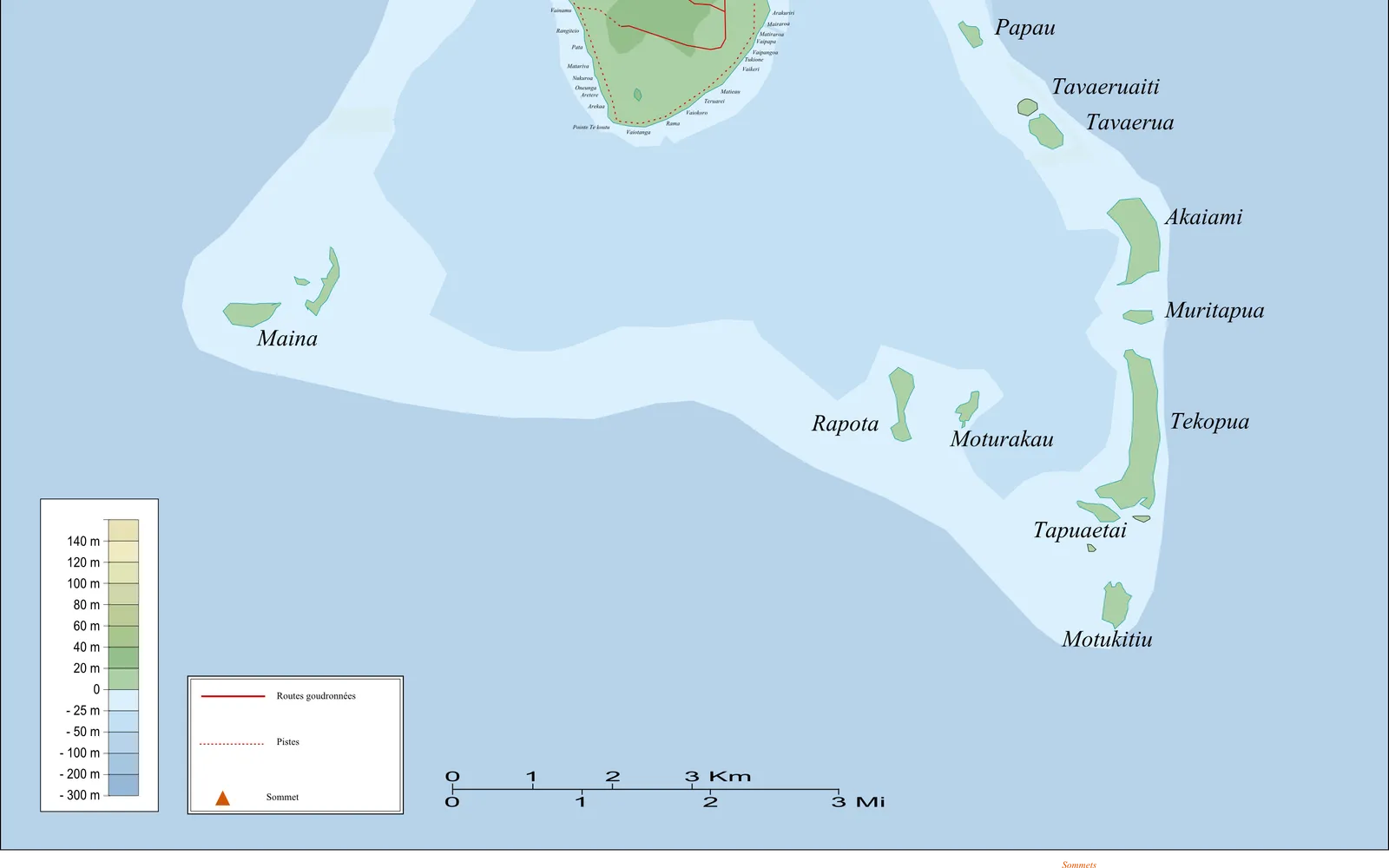 พระอาทิตย์ตกเหนือชายหาดเงียบสงบของเกาะอาไกอามิ ไอตูตากิ