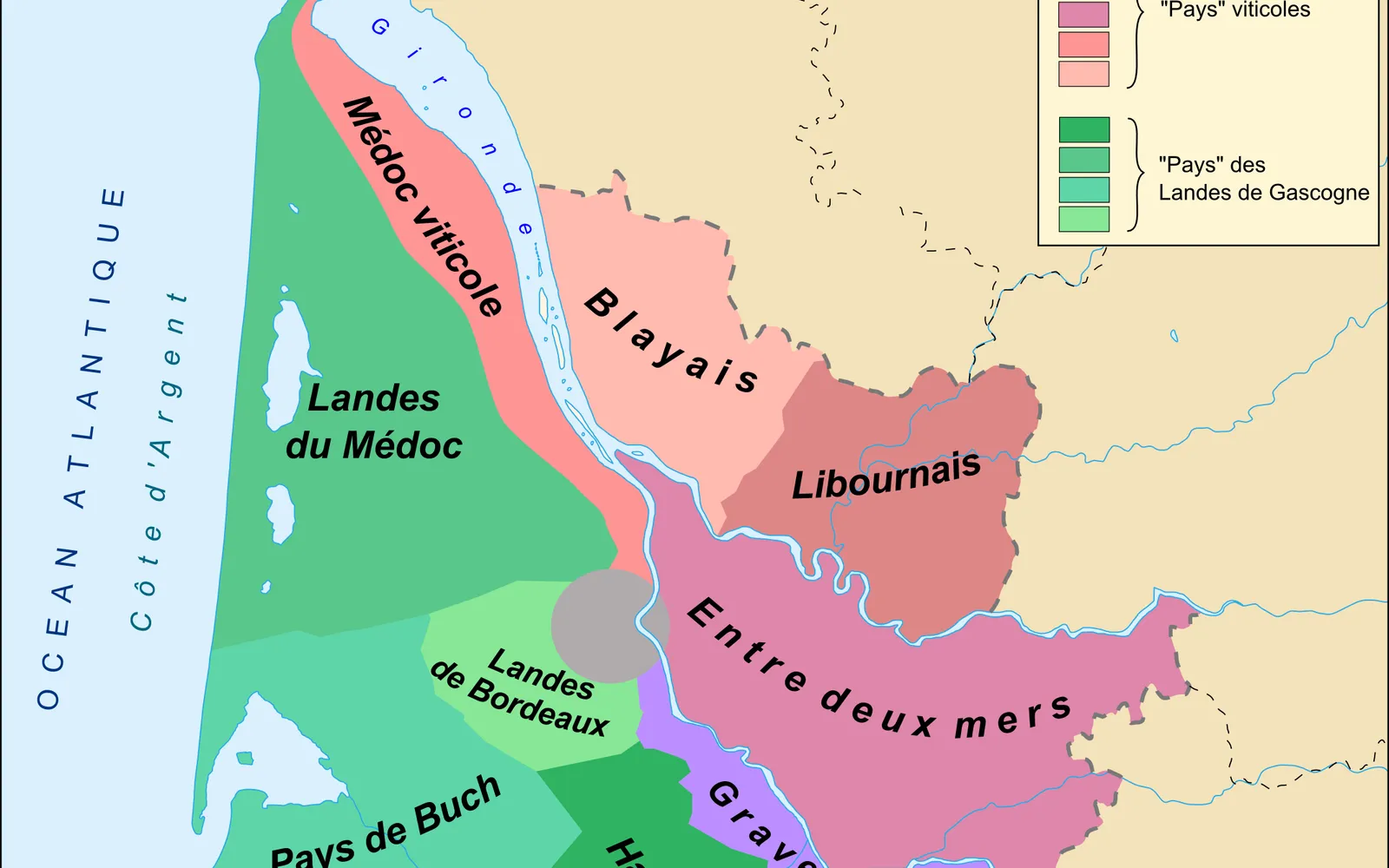 ไร่องุ่น Médoc บอร์โดในฤดูใบไม้ร่วง แถวองุ่นสีทองแดงทอดยาวตัดตรงไปจนถึง château สีขาวโดดเด่นกลางไร่