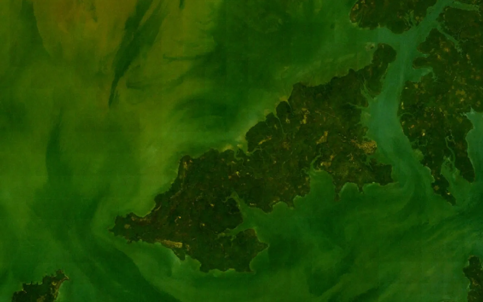 ภาพมุมสูงเกาะโบลามา อดีตเมืองหลวงยุคอาณานิคมโปรตุเกส