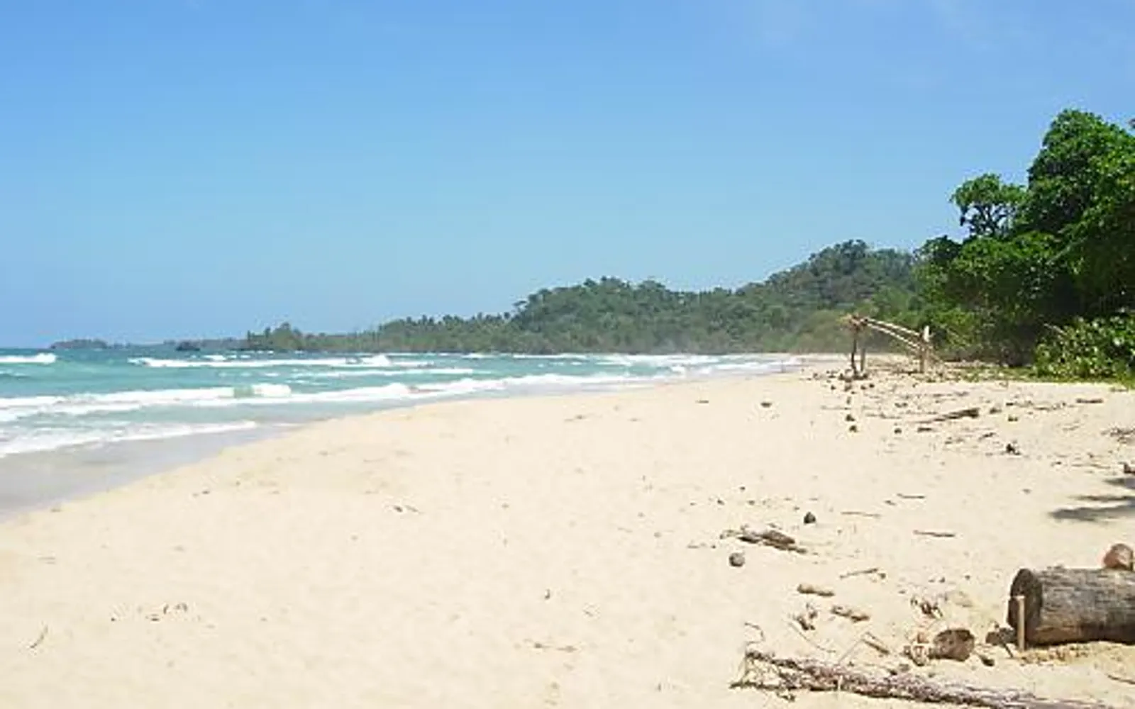 หาดทรายเหลืองยาวริมป่าที่หาดวิซาร์ด เกาะบาสติเมนโตส โบกัสเดลโตโร