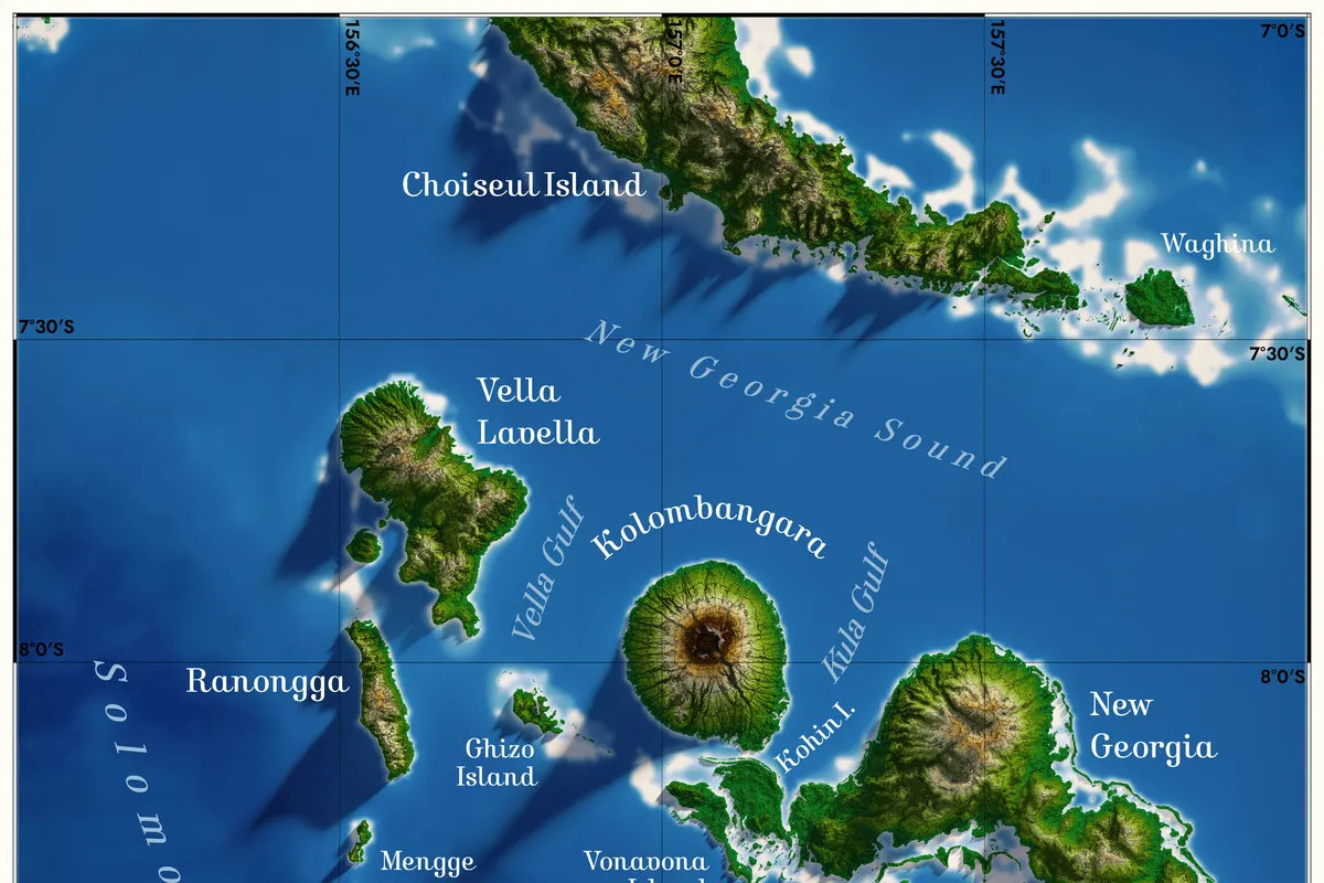 บรรยากาศย่านเกาะคอลอมบังการา (Kolombangara) ในกิโซ