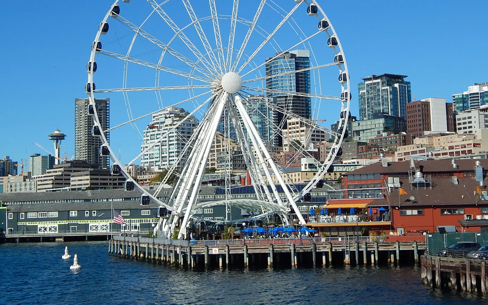 ชิงช้าสวรรค์ Seattle Great Wheel ริมท่าเรือ Pier 57 พร้อมวิวอ่าว Puget Sound