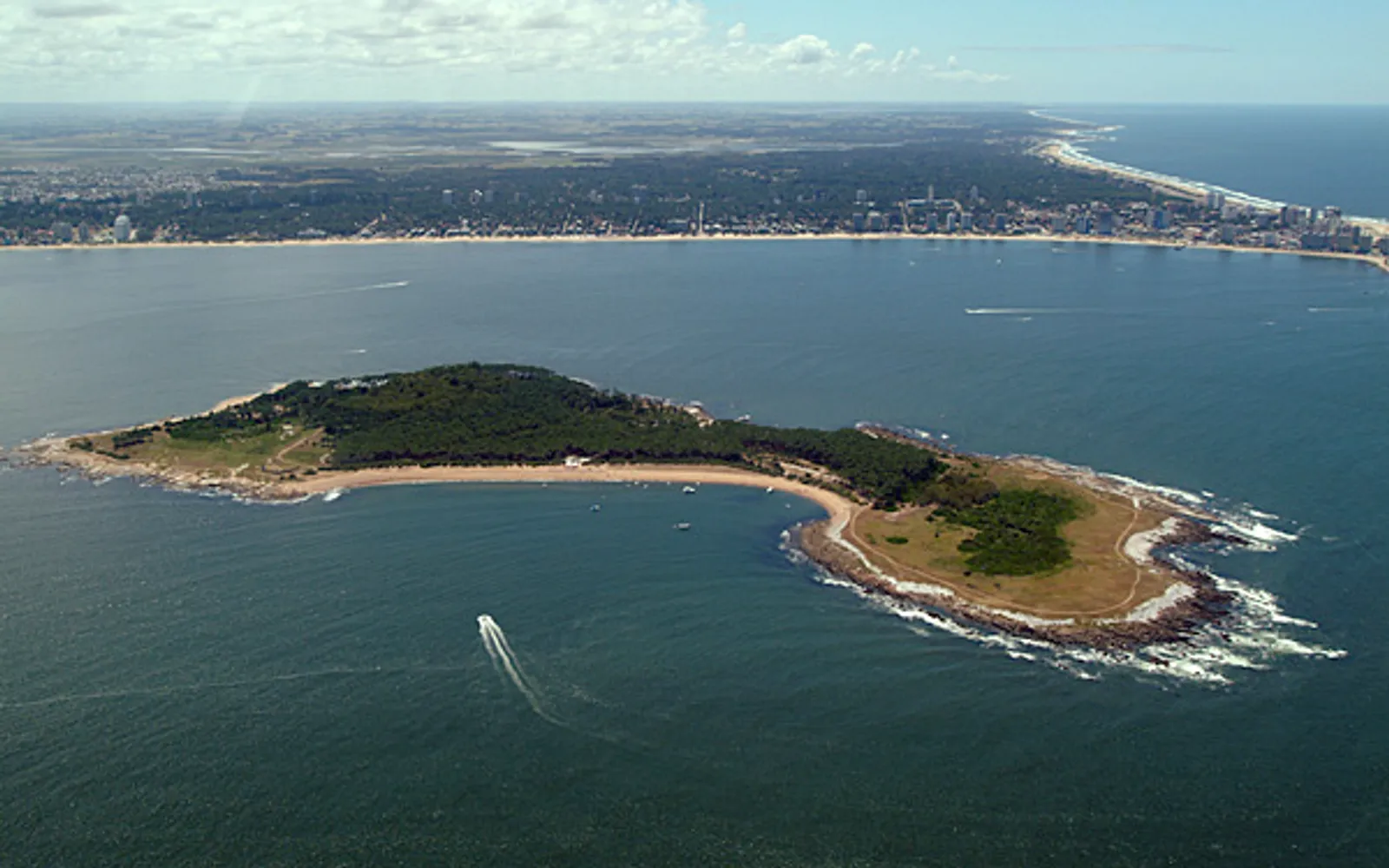 เกาะกอร์ริติเขียวขจีกลางทะเลพร้อมหาดทรายขาว
